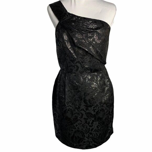Alexia Admor One Shoulder Mini Dress Black Floral - Picture 1 of 6